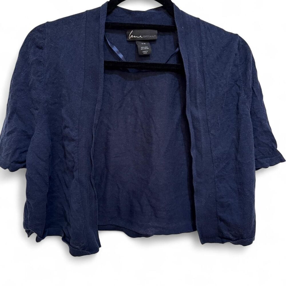Lane Bryant Women's Navy Blue Cotton Linen Coverup Light Sweater